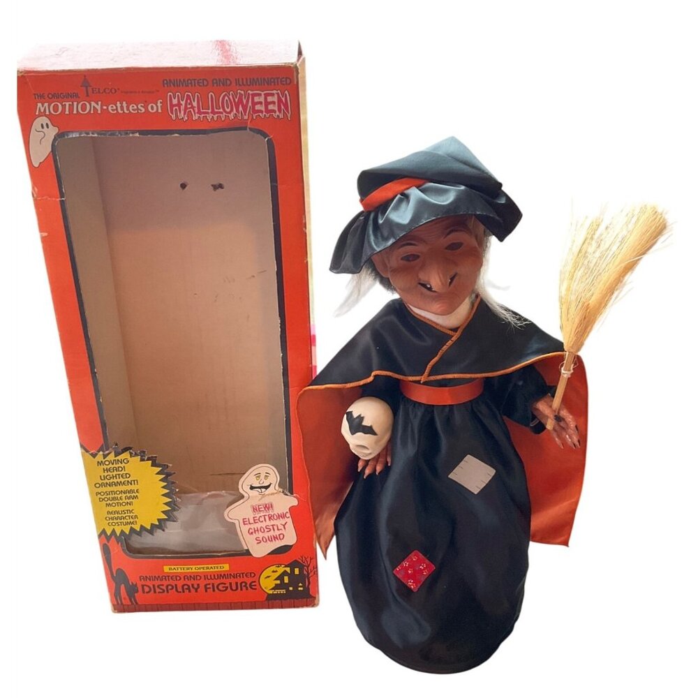 Vintage Telco Motionette 1989 Animated WItch Halloween Ghostly Sound 17"